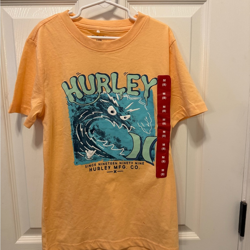 Hurley Orange T-Shirt with Blue Graphic